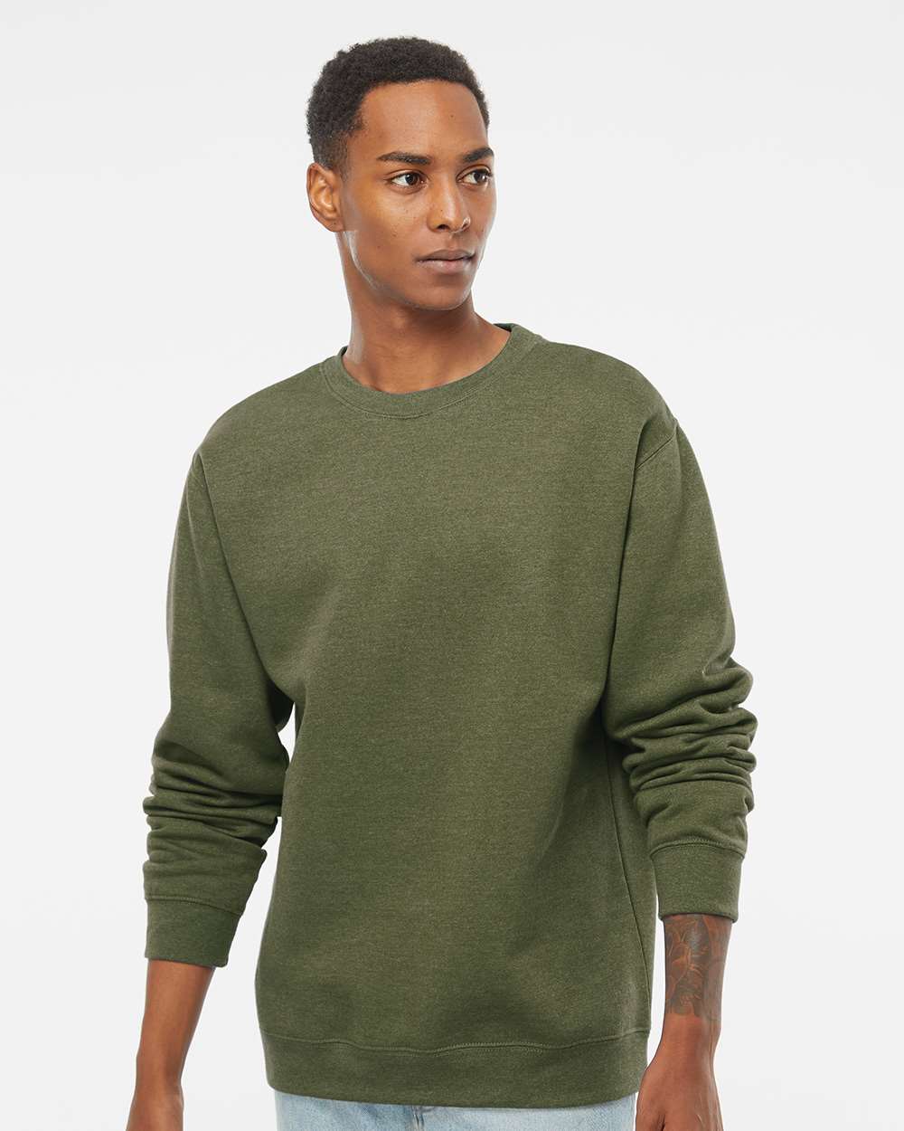 Independent Trading Co. SS3000 Unisex Midweight Crewneck Sweatshirt — Army Heather