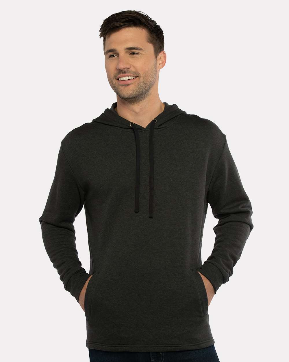 Next Level 9300 Unisex Malibu Welt Pocket Hoodie Sweatshirt — Heather Black