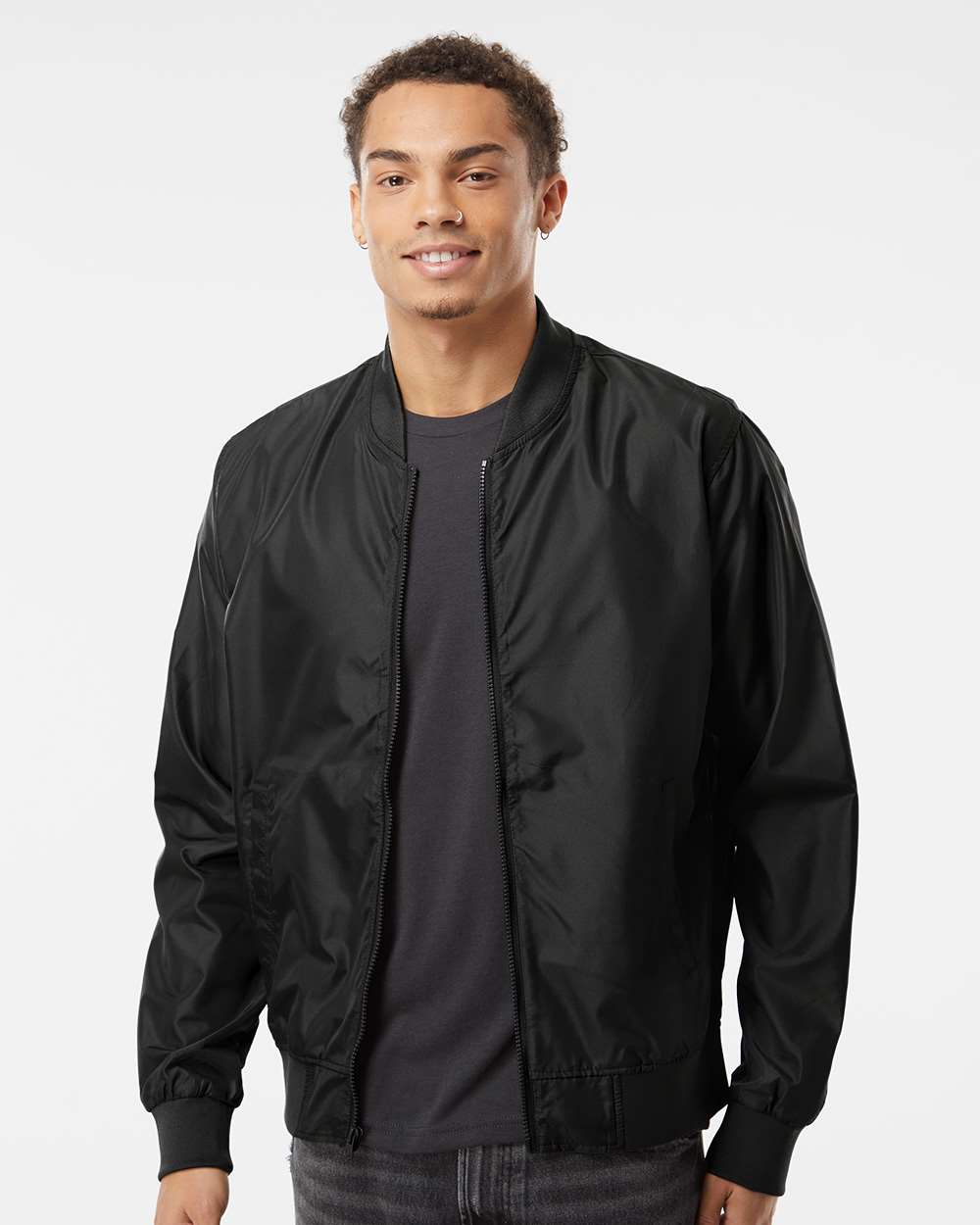 Independent Trading Co. EXP52BMR Unisex Lightweight Bomber Jacket — Black